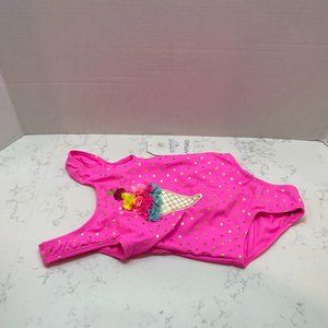 NWT Flapdoodles Kids Pink Ice Cream One Piece swimsuit